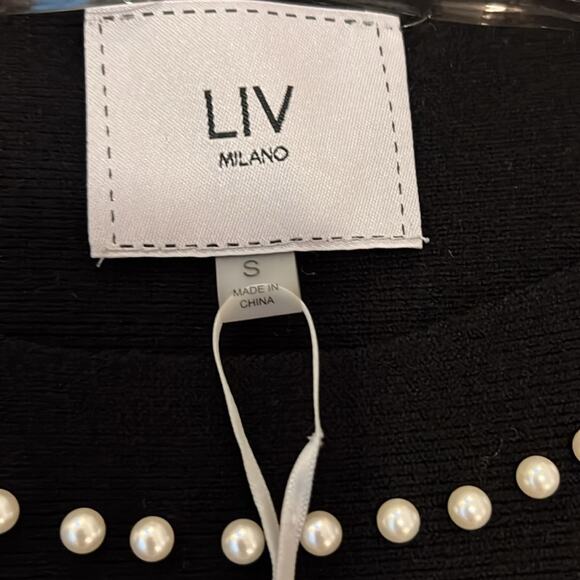 NWT LIV Milano Sweater NWT Black Small 4 6 Pearl Rhinestone Formal Cocktail NEW - Picture 4 of 16